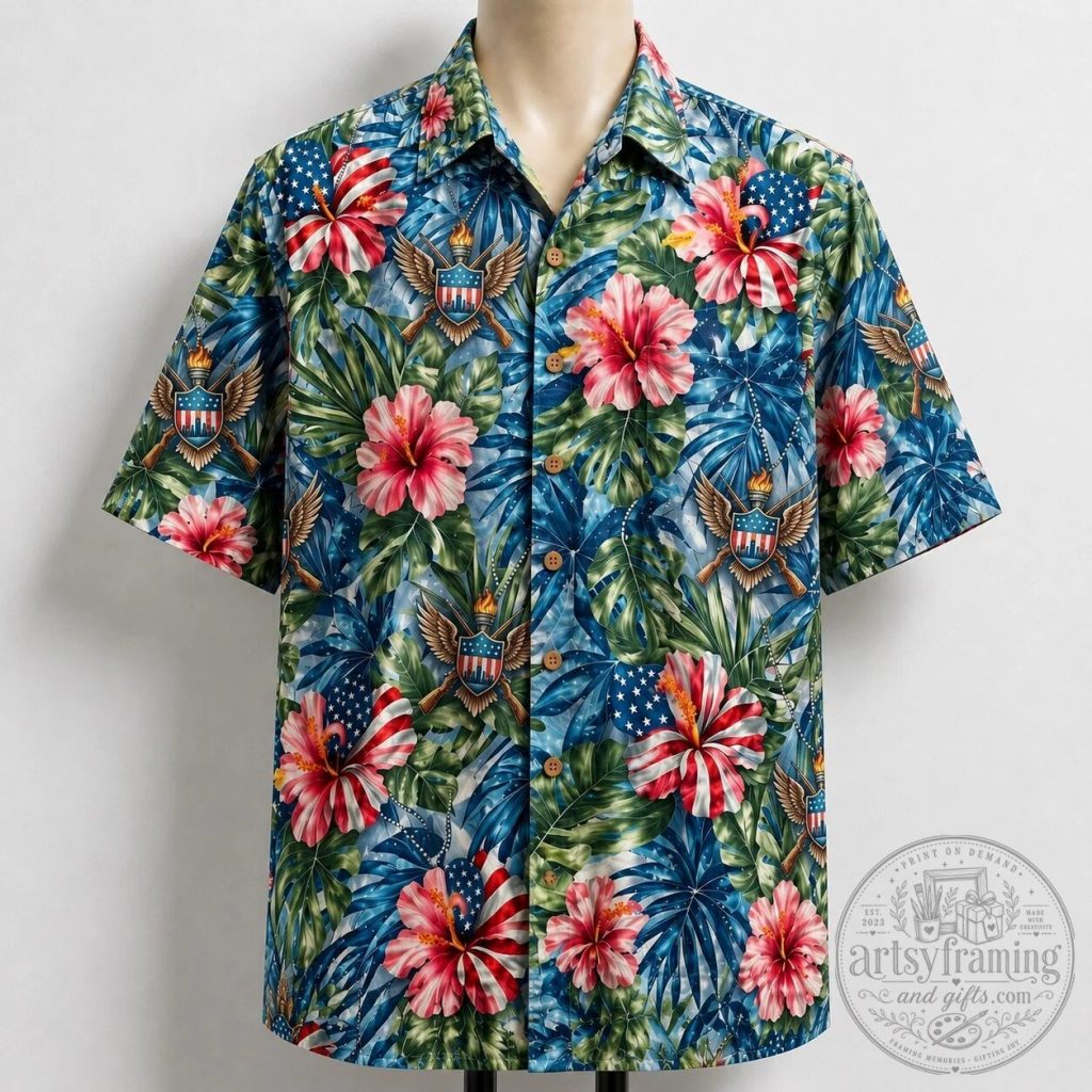 National Guard Veteran American Flag Hibiscus Tropical Hawaiian Shirt National Guard Veteran American Flag Hibiscus Tropical Hawaiian Shirt