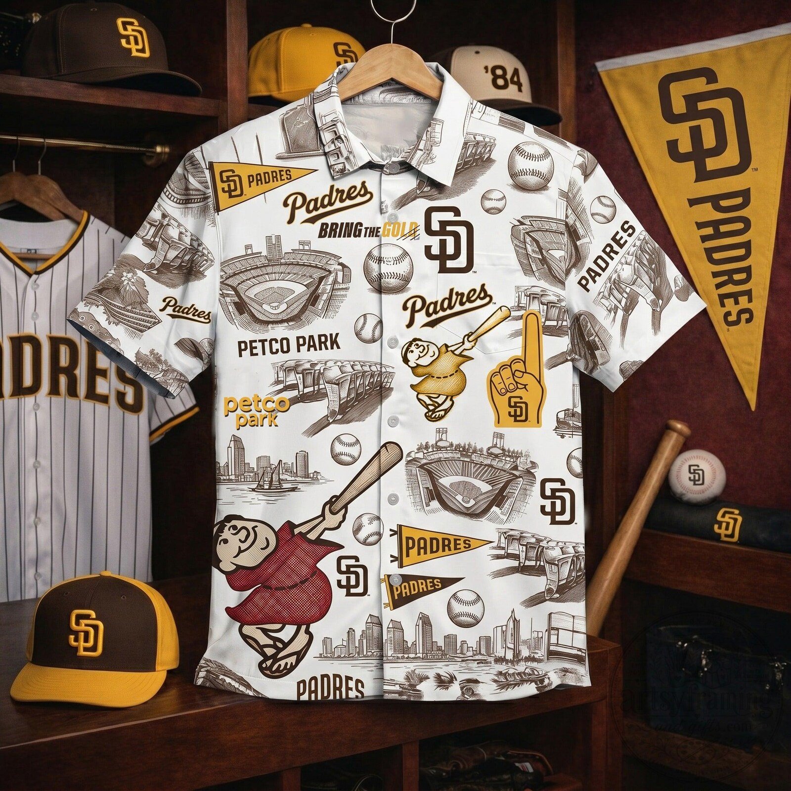 San Diego Padres Baseball Petco Park Vintage Hawaiian Shirt