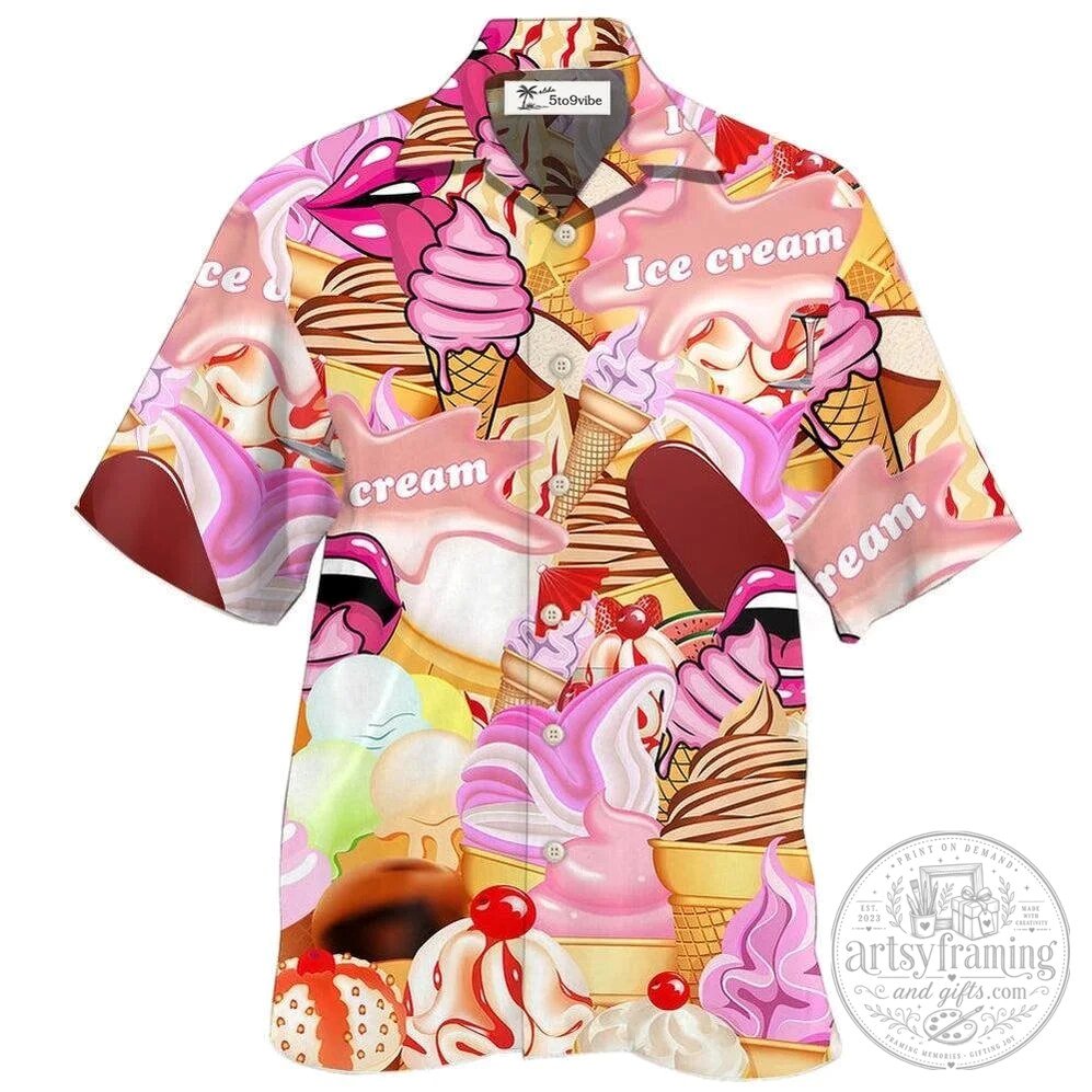 Ice Cream Cone Dessert Pattern Hawaiian Shirt