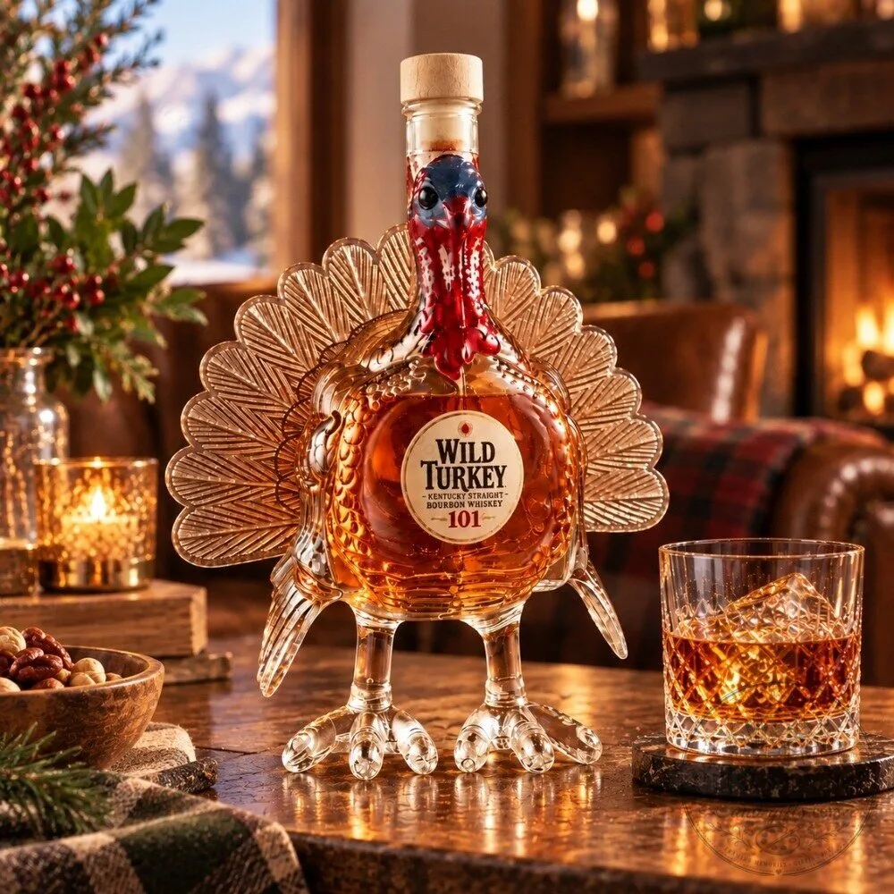 Wild Turkey 101 Bourbon Decanter - Thanksgiving Turkey Shaped Whiskey Decanter