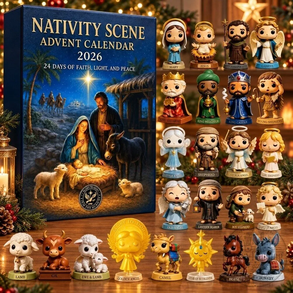 Nativity Scene Advent Calendar 2026 - 24 Days Religious Christmas Figures Holiday Gift Box