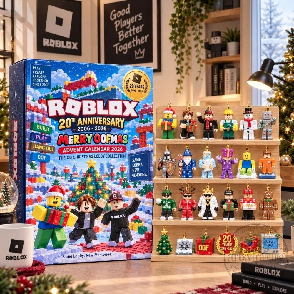 Roblox 20th Anniversary Advent Calendar 2026 - Merry Oofmas OG Christmas Lobby Gaming Figures Gift Box